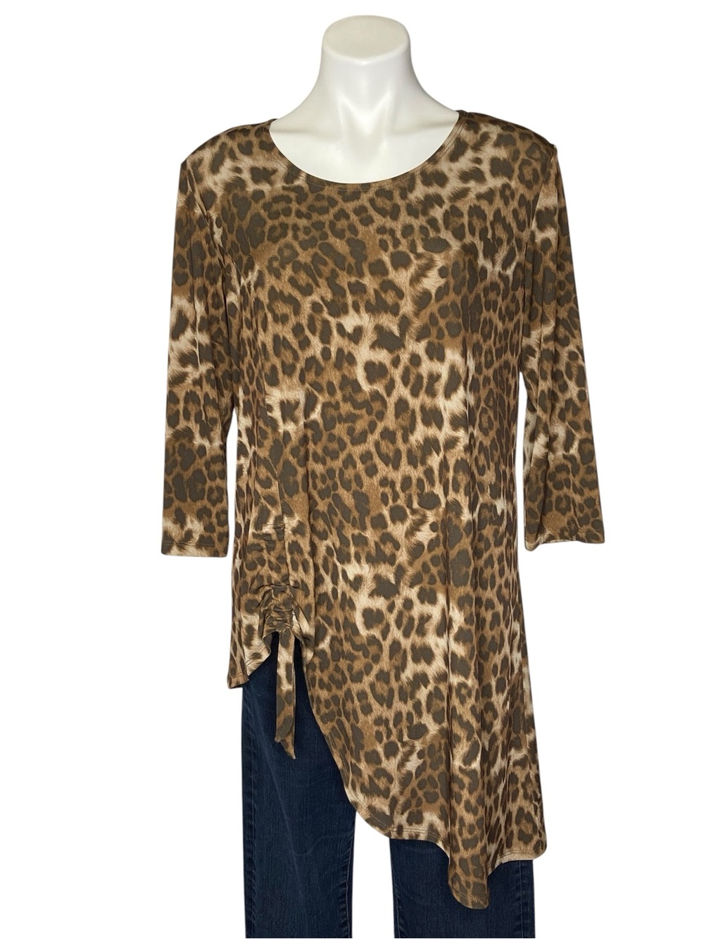 CLARA SUN WOO Animal Print Top Asymmetrical Hem Leopard Cheetah Womens Large